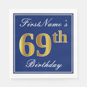 Elegant Blauw, Faux Gold 69e Verjaardag; Aangepast Servetten