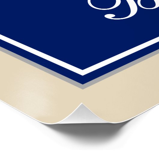 Elegant, blauw, Faux Gold 77th Birthday + naam Perfect Poster (Hoek)