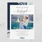 Elegant blauw fotofeest kaart (Voorkant / Achterkant)