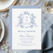 Elegant blauw Frans Rozen Toile Vrijgezellenfeest Kaart