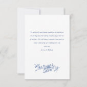 Elegant Blauw Frans Rozen Tuin Bloemen Bruiloft Bedankkaart (Achterkant)