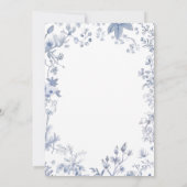 Elegant Blauw Frans Toile Bruiloft Uitnodiging (Achterkant)