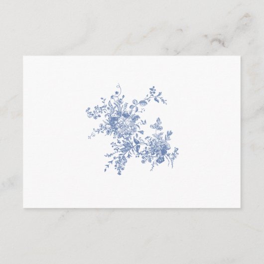 Elegant Blauw Frans Tuin Bloemen Bruiloft Details Informatiekaartje (Achterkant)