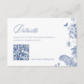 Elegant Blauw Frans Tuin Bloemen Bruiloft Details Informatiekaartje (Voorkant)