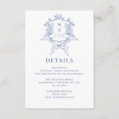 Elegant Blauw Frans Tuin Bloemen Bruiloft Details Informatiekaartje (Voorkant)