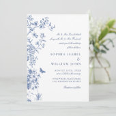 Elegant Blauw Frans Tuin Huwelijk QR code Kaart (Staand voorkant)