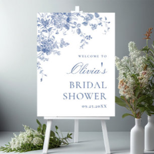 Elegant Blauw Frans Tuin WELKOM Vrijgezellenfeest Poster