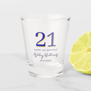 Elegant Blauw Geel Moderne 21e Verjaardag Shot Glas