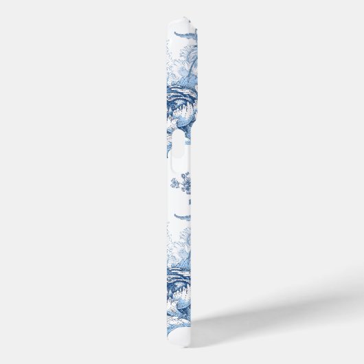 Elegant blauw gegraveerd bloemnaam/monogram Case-Mate iPhone case (Achterkant / Rechts)