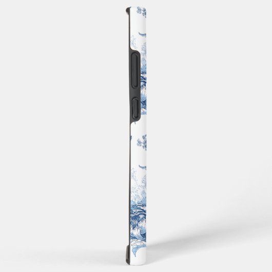 Elegant blauw gegraveerd bloemnaam/monogram samsung galaxy hoesje (Rechterkant)