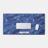 Elegant Blauw Gem Shimmer Patroon Monogram Bureaumat (Keyboard & Muis)
