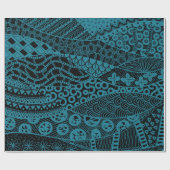 Elegant Blauw Geometrisch Abstract Tribal Pattern  Cadeaupapier (Vlak)