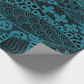 Elegant Blauw Geometrisch Abstract Tribal Pattern  Cadeaupapier (Hoek)
