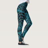 Elegant Blauw Geometrisch Abstract Tribal Pattern Leggings (Rechts)