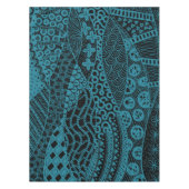 Elegant Blauw Geometrisch Abstract Tribal Pattern Tafelkleed (Voorkant)
