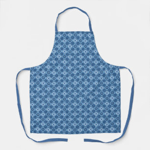 Elegant blauw geometrisch bloemenpatroon schort