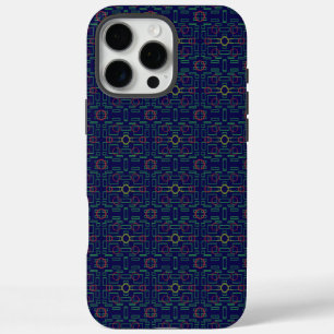 Elegant blauw geometrisch iPhone 16 pro max hoesje