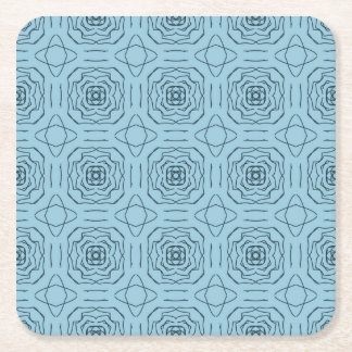 Elegant Blauw Geometrisch Lijn Kunst Naadloos Patr Vierkante Kartonnen Onderzetter