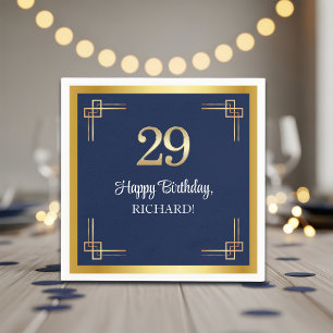 Elegant Blauw Goud 29e Verjaardagsfeest Servet