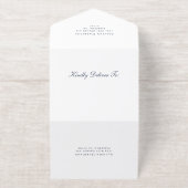 Elegant blauw goud 50ste bruiloft Jubileum All In One Uitnodiging (Buiten)