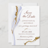 Elegant Blauw Goud Abstract Inspirerend Bruiloft Save The Date (Voorkant)