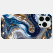 Elegant Blauw Goud Abstract Wave 3D Patroon Case-Mate iPhone Case (Achterkant (horizontaal))