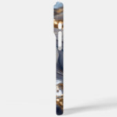 Elegant Blauw Goud Abstract Wave 3D Patroon Case-Mate iPhone Case (Achterkant / Links)
