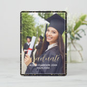 Elegant Blauw  Goud Afstuderen Fotofeest Kaart (Staand voorkant)