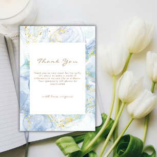 Elegant Blauw Goud Agaat Jongen Baby shower Bedankkaart