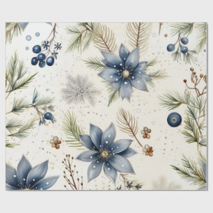 Elegant Blauw & Goud Kerstpapier Cadeaupapier