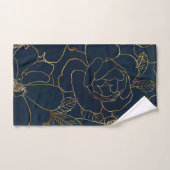 Elegant Blauw Goud Rozen Bloemen Bad Handdoek (Handdoek)