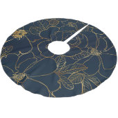 Elegant Blauw Goud Rozen Bloemen Kerstboom Rok (Gekanteld)