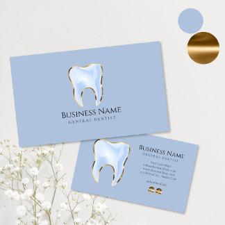 Elegant Blauw Goud Tandarts Zakelijk Visitekaartje