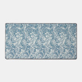 Elegant Blauw & Grijs Acanthus Bladpatroon Bureaumat (Voorkant)