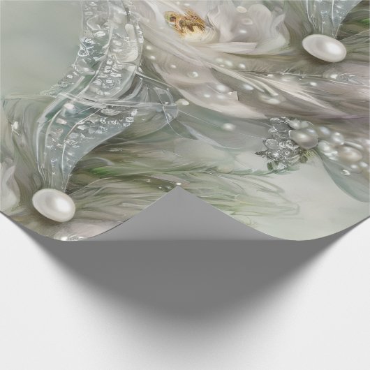Elegant blauw, grijs en parelmoer swirls cadeaupapier (Hoek)