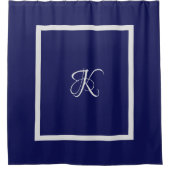 Elegant blauw grijs initiaal monogram douchegordijn (Voorkant)