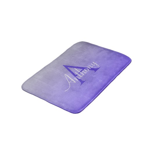 Elegant Blauw Grijs rustieke Abstracte naam monogr Badmat (Gekanteld)