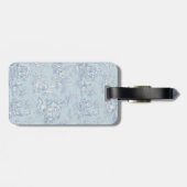 Elegant blauw grijs toile de jouy bagagelabel (Achterkant horizontaal)