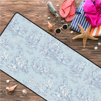 Elegant  blauw grijs toile de jouy bureaumat