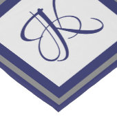 Elegant blauw grijs vierkant initiaal monogram korte tafelloper (Hoek)
