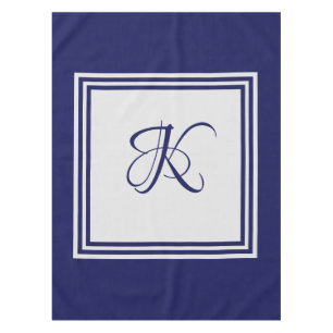 Elegant blauw grijs vierkant initiaal monogram tafelkleed