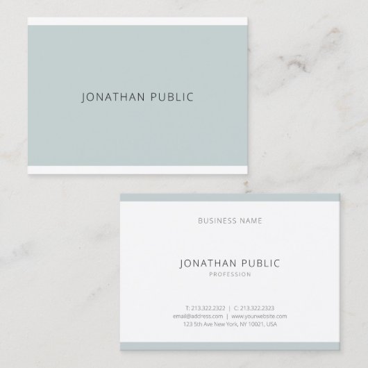 Elegant Blauw Groen Eenvoudig Plain Modern Trendy Visitekaartje (Voorkant / Achterkant)