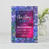 Elegant blauw groen faux Glitter Kerstmis Kaart (Staand voorkant)