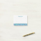 Elegant Blauw-Groen Glitter Sparkles Post-it® Notes (Op bureau)