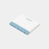 Elegant Blauw-Groen Glitter Sparkles Post-it® Notes (Schuin)