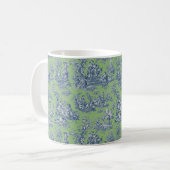 Elegant blauw groen toile de jouy koffiemok (Voorkant links)