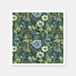 Elegant Blauw & Groen Victoriaans Wildflower Patro Servet