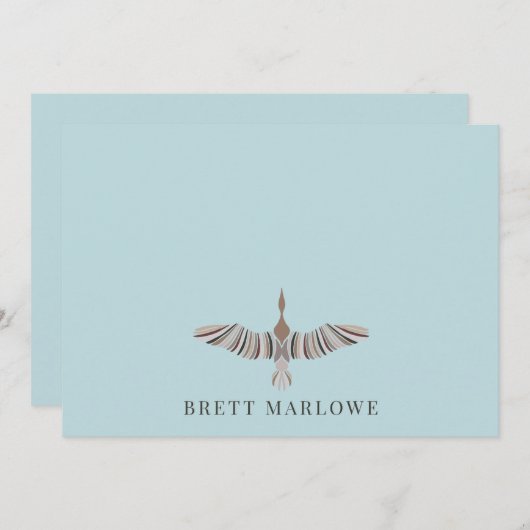 Elegant Blauw Groen Vlakke Nota Kaart Notitiekaartje (Voorkant / Achterkant)