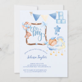 Elegant blauw Het is een Baby shower Kaart