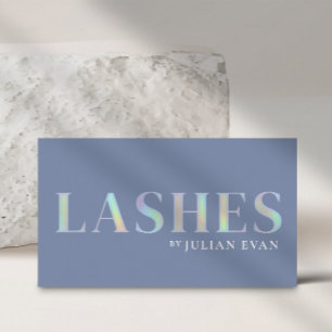 Elegant Blauw Holografisch Lash Technicus Visitekaartje